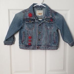 Girls Jean Jacket with red button accents